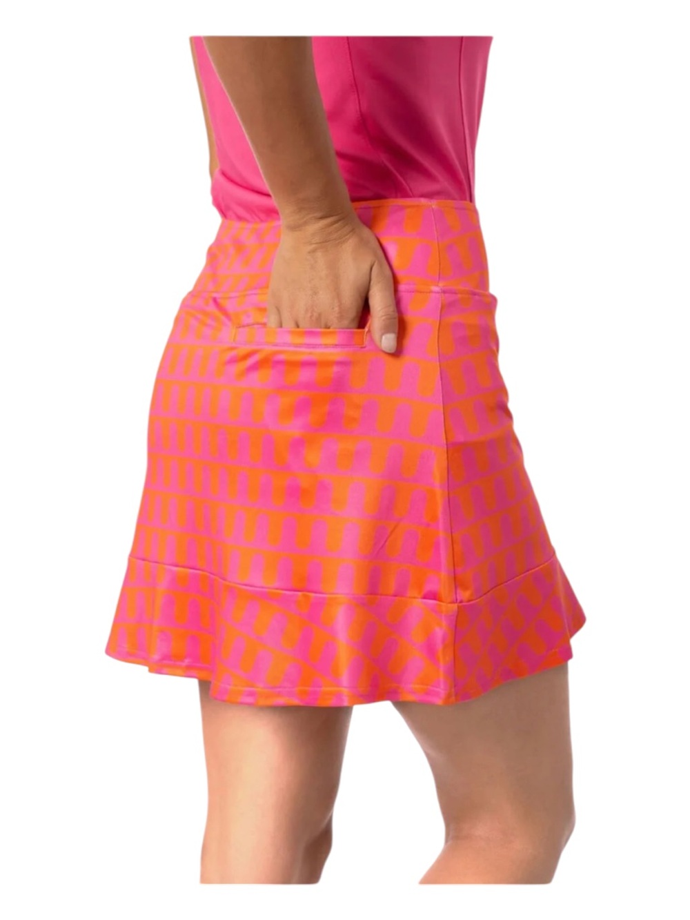 Golftini Push-Up Pop 16.5" Women's Golf Skort Pink Orange Pattern